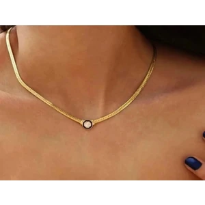 Gaila Design Kalın Örme Zincirli Siyah Uçlu Serenay Leyla Kolye