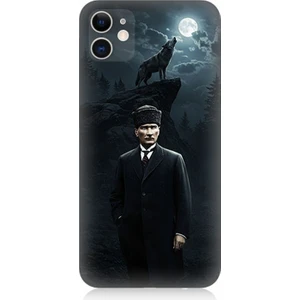 Apple iPhone 11 Uyumlu Kurt ve Mustafa Kemal Atatürk  Desenli Silikon Kılıf