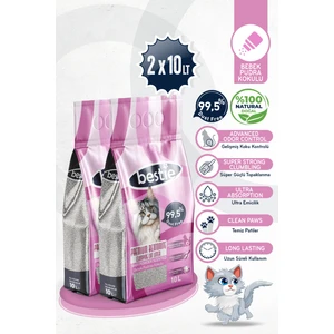 Bebek Pudrası Kokulu Topaklanan Kedi Kumu 10 Lt x 2 Adet