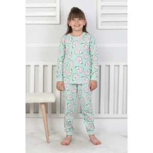 %100 Pamuk Süprem Penye Kumaş Avokado Desenli Uzun Kollu Bisiklet Yaka Kız Çocuk Pijama