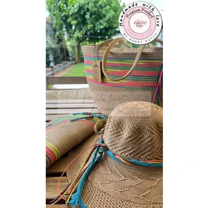 Double Knot Design Vero 3lü Takım Plaj Çantası , El Çantası Clutch, Şapka, Totebag,çanta, Yazlık, Hediyelik,
