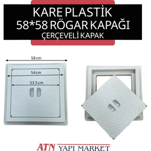 58X58 Kare Plastik Rögar Kapağı Çerçeveli – Yer Süzgeci Temizlik Kapağı
