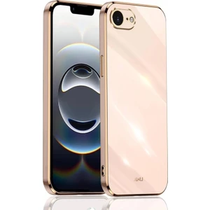 Apple iPhone 16E Kılıf Kamera Korumalı Parlak Gold Altın Işlemeli Kenarlı Yumuşak Silikon Kapak