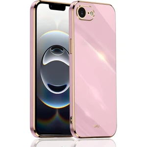 Apple iPhone 16E Kılıf Kamera Korumalı Parlak Gold Altın Işlemeli Kenarlı Yumuşak Silikon Kapak