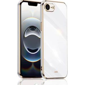 Apple iPhone 16E Kılıf Kamera Korumalı Parlak Gold Altın Işlemeli Kenarlı Yumuşak Silikon Kapak