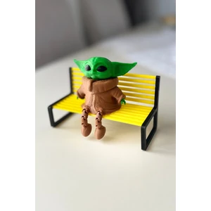 Sevimli Oturan Grogu (Baby Yoda) Figürü - Masaüstü Dekoratif Süs (8x7 Cm)-Bank Dahil Değildir