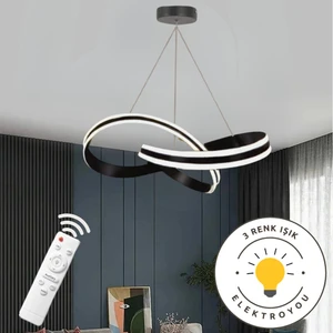 Astera Siyah Kumandalı 3 Renk Ledli Modern Özel Tasarım Sarkıt LED Avize