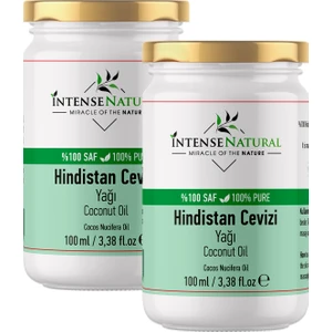 Intense Natural Hindistan Cevizi Yağı Soğuk Sıkım 100 ml x 2 %100 Saf ve Doğal Coconut Oil