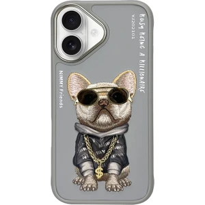 iPhone 16 Uyumlu 3D Gözlük Dolar Zincir Köpek Detaylı Nakış İşlemeli Kabartmalı Cool Glasses Kılıf