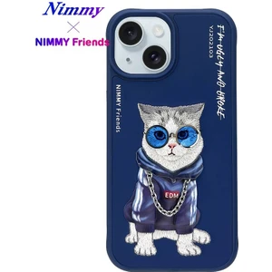 iPhone 15 Uyumlu 3D Gözlük Zincir Handsome Kedi Detaylı Nakış İşlemeli Kabartmalı Cool Glasses Kılıf