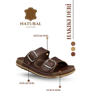Hakiki Deri Erkek Terlik Doğal Deri Terlik T Kahve