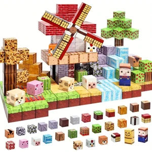 Minecraft Manyetik Küp Blok Çiftlik Hayvan Temalı Yapı Taşı 108 Parça