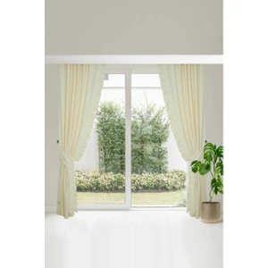 Fırfırlı Vintage Kadifemsi Dertsiz Pamuk Keten Perde (En x Boy) - Tek Kanat