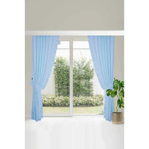 Fırfırlı Vintage Kadifemsi Dertsiz Pamuk Keten Perde (En x Boy) - Tek Kanat