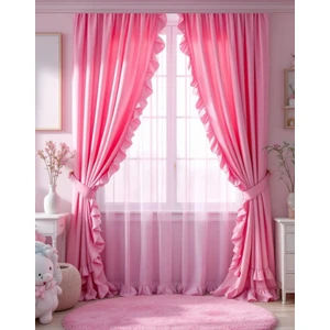 Fırfırlı Vintage Kadifemsi Dertsiz Pamuk Keten Perde (En x Boy) - Tek Kanat