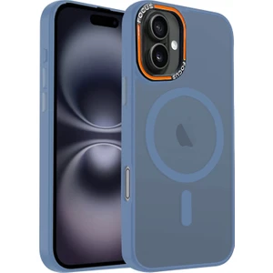 Apple iPhone 16 Kılıf Açık Mavi Magsafe Wireless Şarj Özellikli Mat Silikon Kapak