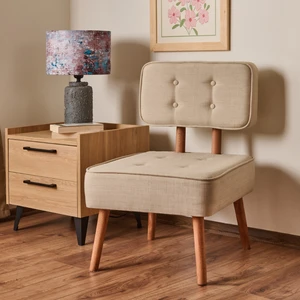 Just Home Kapitoneli Berjer - Krem - 78x59x52 cm