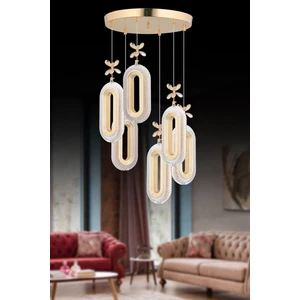Alfa LED 6'lı Gold 3 Renk Modu Ledli Kristal Taşlı Modern LED Avize