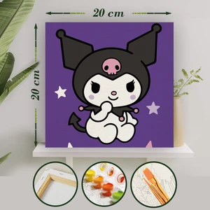 Sayılarla Boyama 20X20 Tuval Seti Fırça Boya Dahil Çıtaya Gerili - Kuromi