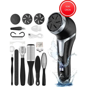 Elektrikli Şarj Edilebilir 2 Kademeli 3 Başlıklı Yıkanabilir Nasır Giderici Ayak Bakım Seti