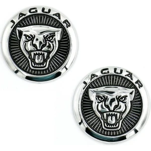 Etiketçilere Özel Ithal Arma Jaguar Tasarım Krom Yuvarlak Yapışkanlı Model 4 cm