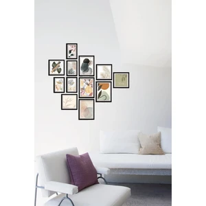 12 Parça Ahşap Tablo Seti - Bohem Yapraklar Salon Otuma Yatak Odası Için Mdf Duvar Dekoru 75X75 cm