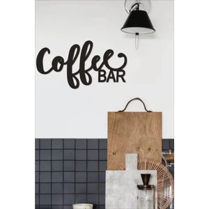 Siyah Ahşap Coffee Bar Duvar Dekoru - Mutfak Konsepti Cafe Kahve Köşesi Için 35X20CM Mdf Tablo