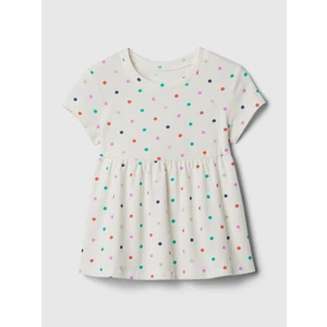 Kız Bebek Kırık Beyaz Desenli Skater T-Shirt