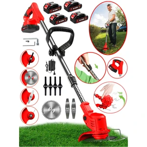 Drg-Djt4 4 Akülü Şarjlı Kenar Ot Çalı Çim Biçme Kesme Tırpan Makinesi Teleskopik Uzatmalı