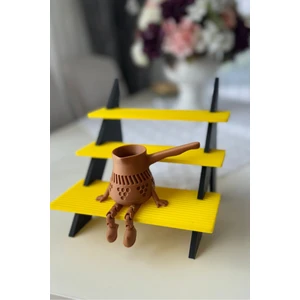 Dekoratif Oturan Cezve Figürü - Türk Kahvesi Temalı Masaüstü Süs ( 10 Cm)