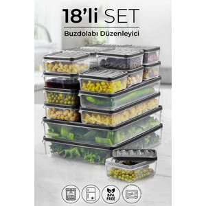 TeknoTrust Buzdolabı ve mikrodalga saklama kabı seti, 13-18 parça, turuncu, şeffaf, plastik