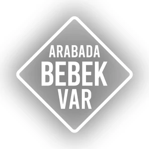 Arabada Bebek Var Sticker 17X17 cm Beyaz