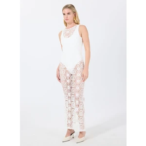 Beyaz Kadın Standart Plaj Elbisesi F5SL-ELB00293