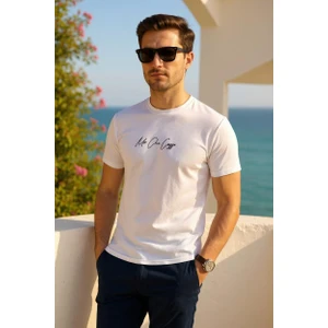 Tex Republic Erkek  Slim Fit Enjeksiyon Baskılı Pamuklu T-Shirt