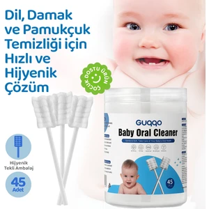 Bebek Agız Temizleme Çubuğu, 45 Adet, Yenidoğan Dil Pamukçuk Temizleyici, Bebek Diş Fırçası