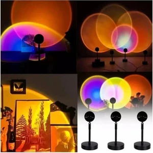 Kumandalı Gün Batımı Projektör Lamba Işık Masa Lamba Fotoğraf Çekimi LED Işık 16 Renk