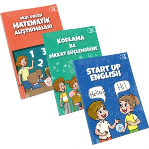 Çocuk Akademi Okul Öncesi Eğitici Kitap Seti: Kodlama, Start Up English ve Matematik - 4-6 Yaş Arası için Üçü Bir Arada