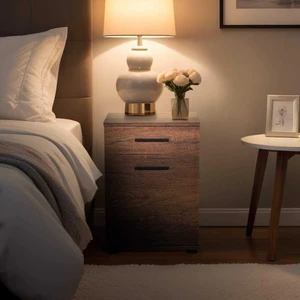 Adore Tredline Çekmeceli Kapaklı Komodin - Oslo Ceviz