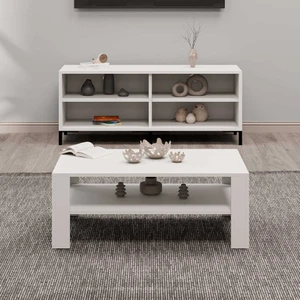 Adore New Line Dikdörtgen Orta Sehpa - Diamond Beyaz