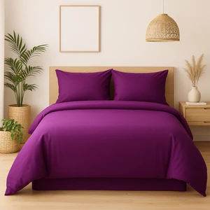 Tek Kişilik %100 Pamuk Nevresim Takımı 160 x 220 cm , Lastikli Çarşaflı Set, Mor
