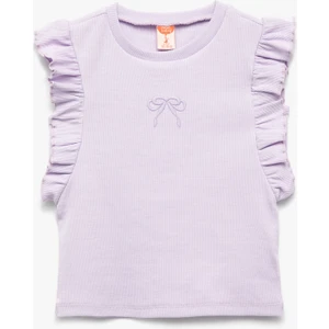 Fırfırlı Fiyonk Detaylı Bisiklet Yaka Kolsuz Pamuklu Ribanalı Atlet