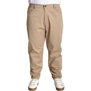 Büyük Beden Keten Pantolon Erkek 5 Cep Esnek Rahat Giyim Bej Milano Classic