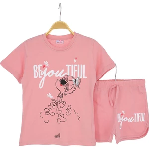 Kız Çocuk Takım Şortlu Baskılı