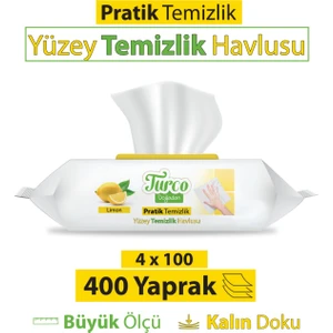 Doğadan Pratik Yüzey Temizlik Havlusu Limon 4X100 (400 Yaprak)