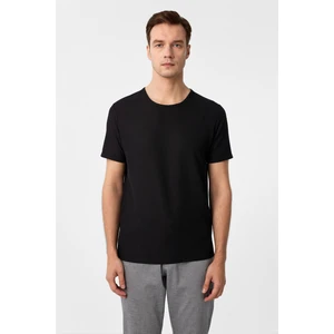 Siyah Slim Fit Armürlü Bisiklet Yaka Tişört