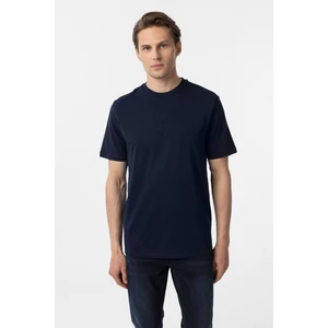 Lacivert Regular Düz Bisiklet Yaka Tişört