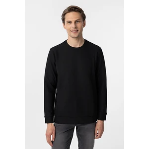 Siyah Regular Armürlü Bisiklet Yaka Triko