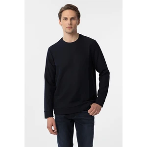 Lacivert Regular Armürlü Bisiklet Yaka Triko