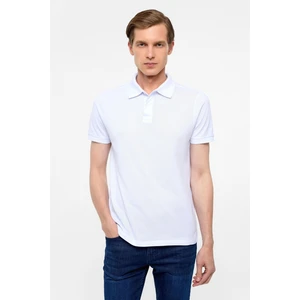 Beyaz Slim Düz Polo Yaka Tişört