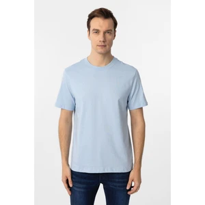 Buz Mavi Regular Düz Bisiklet Yaka Tişört